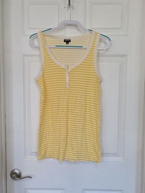 torrid Yellow and White Striped Henley Tank